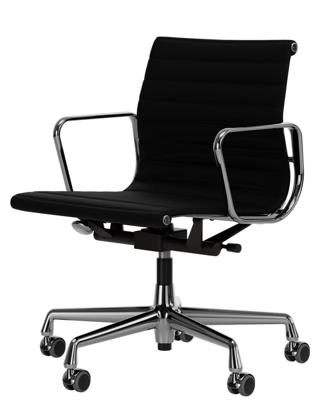 Aluminium stoel EA 118 / EA118 Stoel Leder Premium Nero Vitra